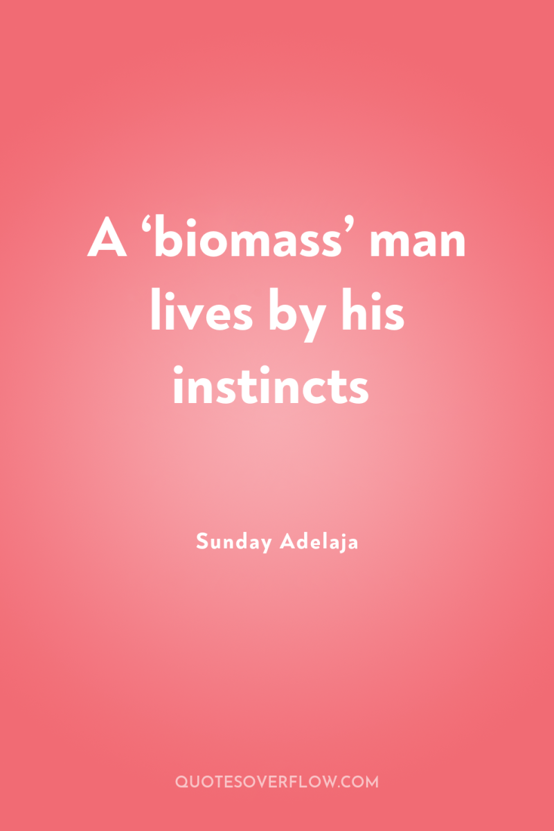 A ‘biomass’ man lives by his instincts 