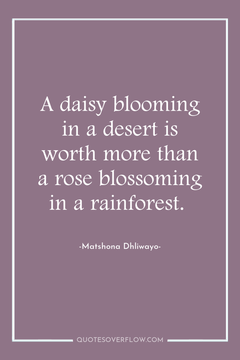 A daisy blooming in a desert is worth more than...