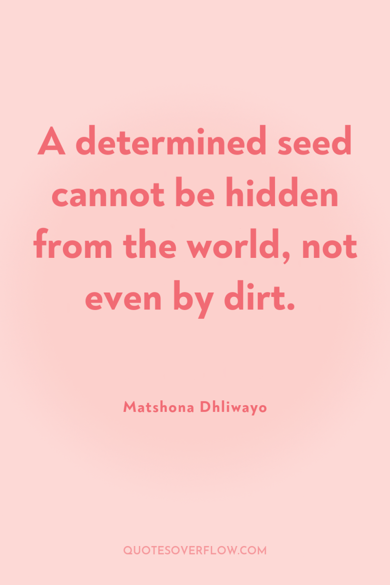 A determined seed cannot be hidden from the world, not...