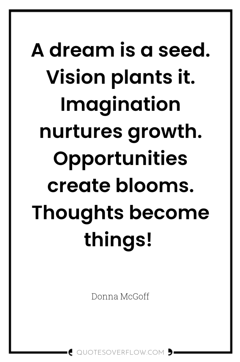 A dream is a seed. Vision plants it. Imagination nurtures...