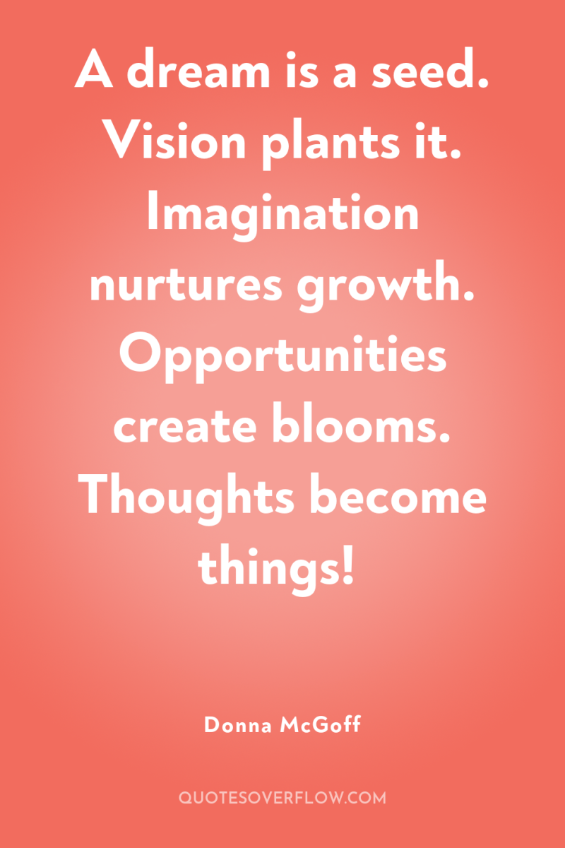 A dream is a seed. Vision plants it. Imagination nurtures...