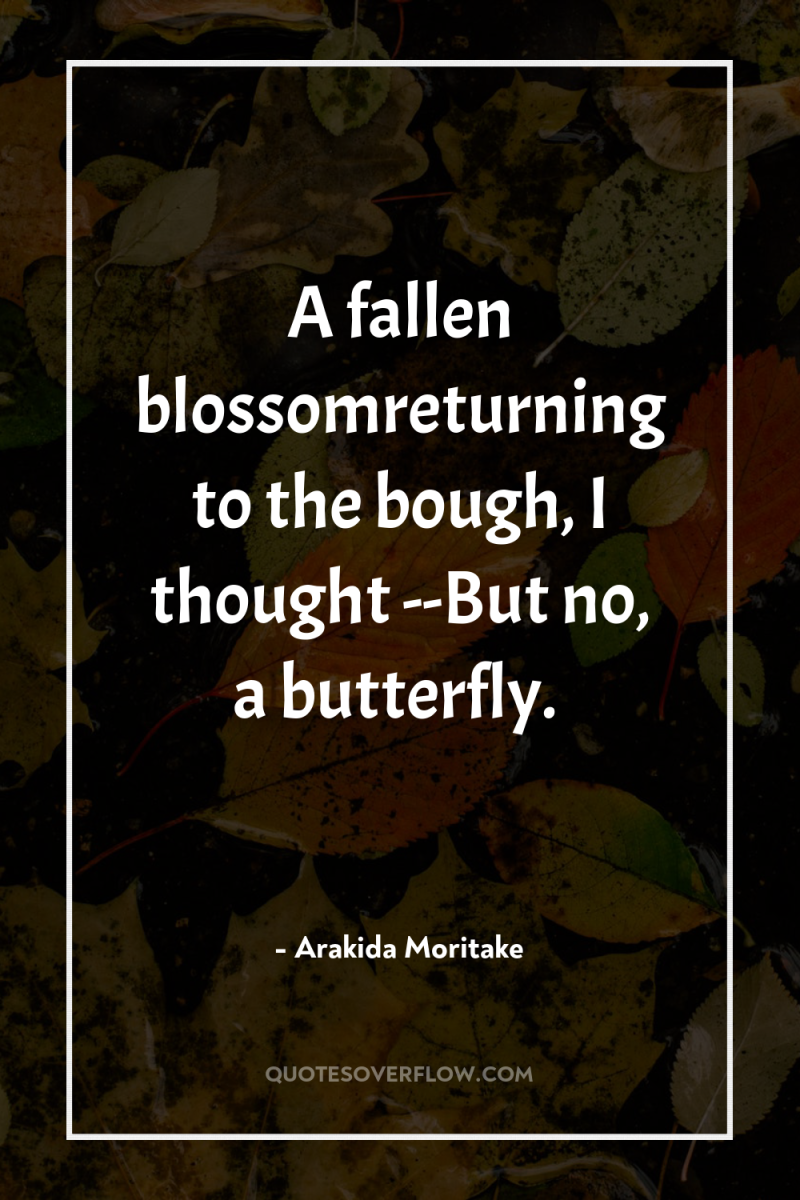 A fallen blossomreturning to the bough, I thought --But no,...