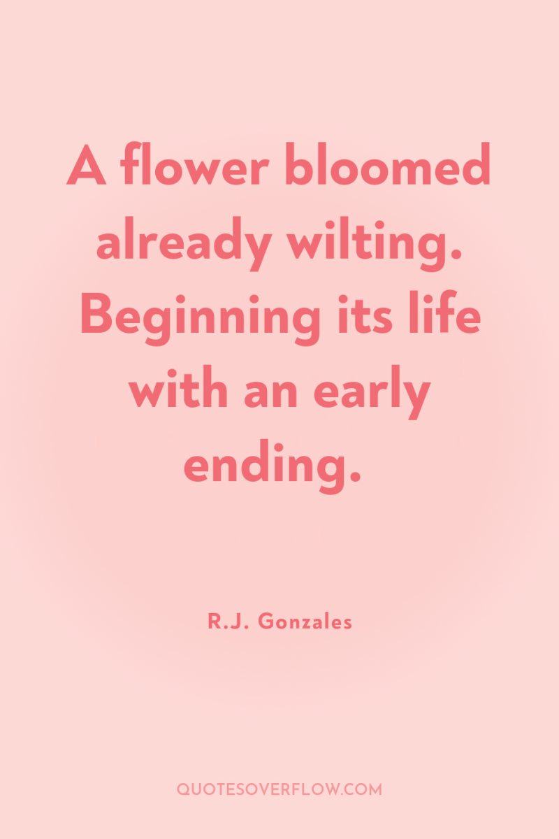A flower bloomed already wilting. Beginning its life with an...
