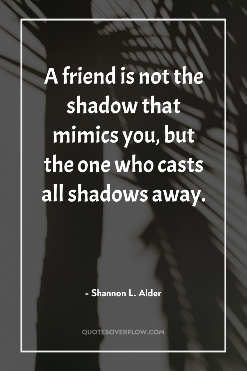 A friend is not the shadow that mimics you, but...