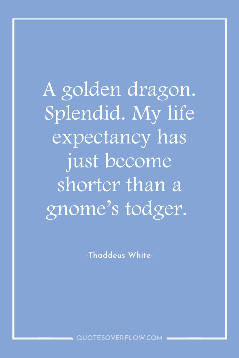 A golden dragon. Splendid. My life expectancy has just become...