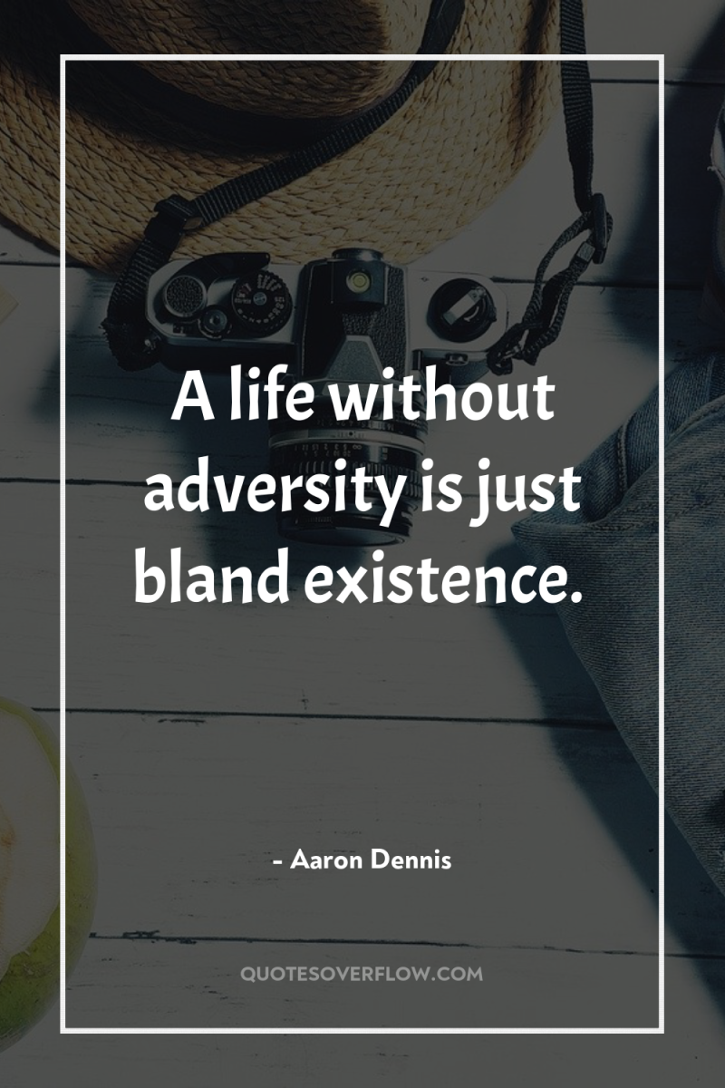 A life without adversity is just bland existence. 