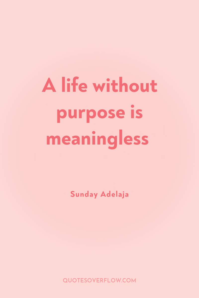 A life without purpose is meaningless 