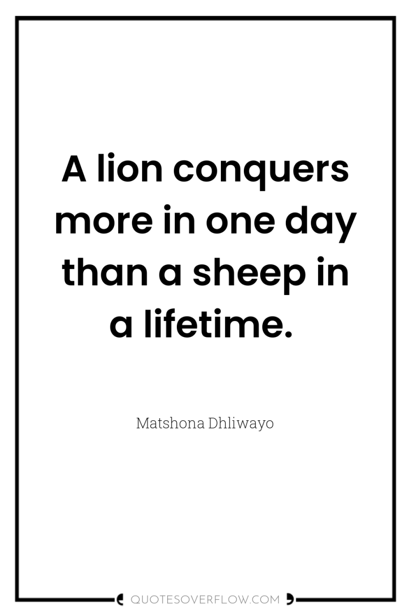A lion conquers more in one day than a sheep...