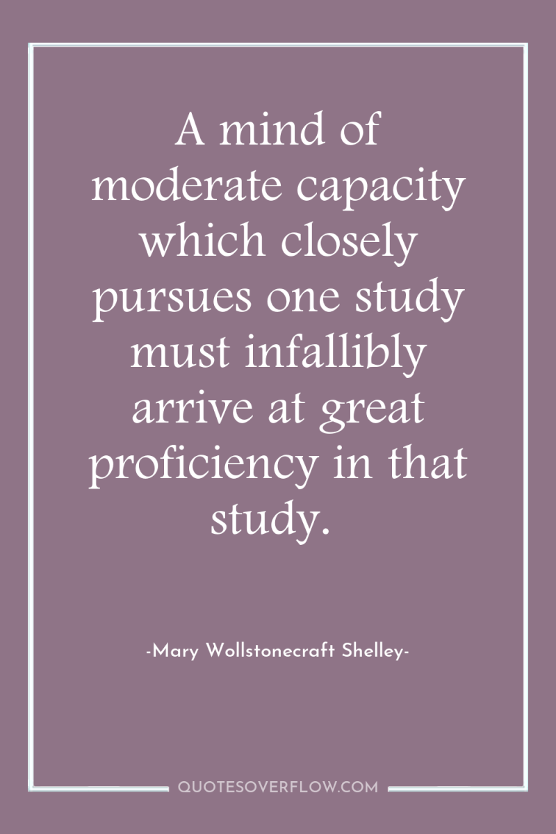 A mind of moderate capacity which closely pursues one study...