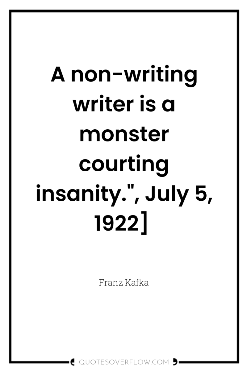 A non-writing writer is a monster courting insanity.