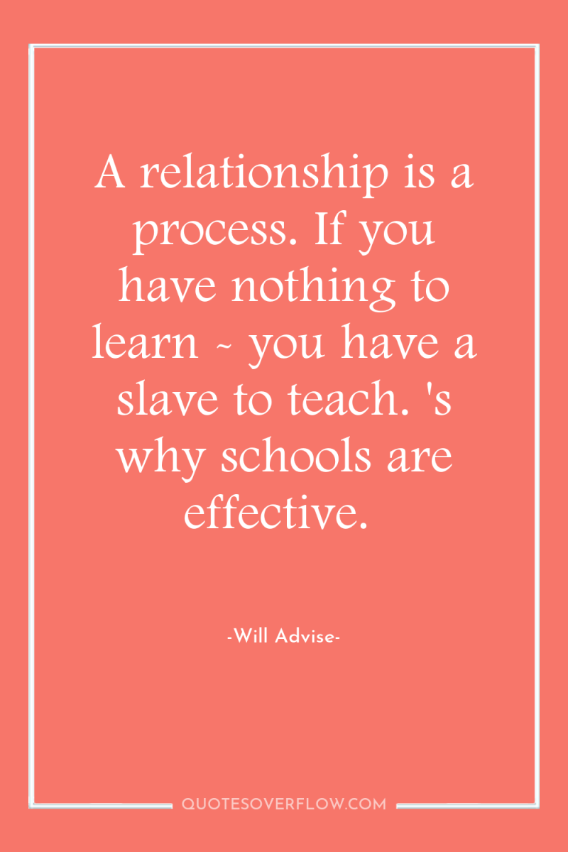 A relationship is a process. If you have nothing to...