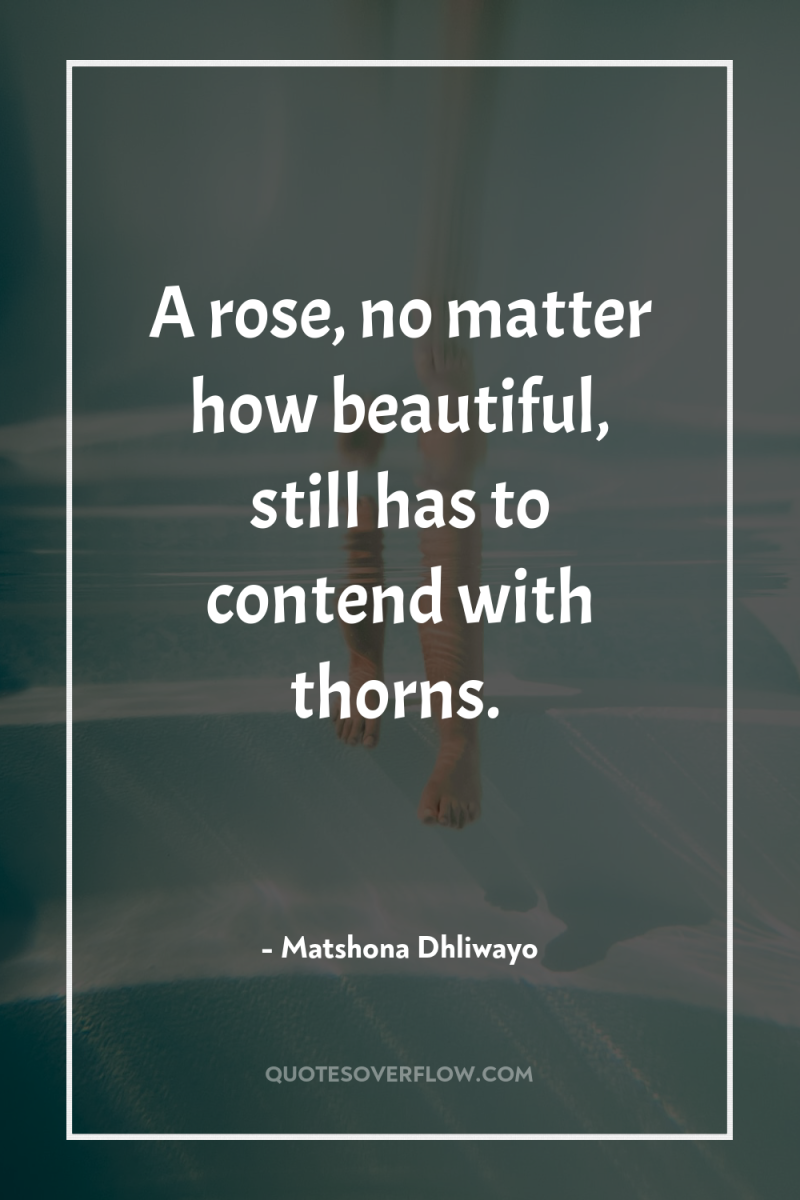 A rose, no matter how beautiful, still has to contend...