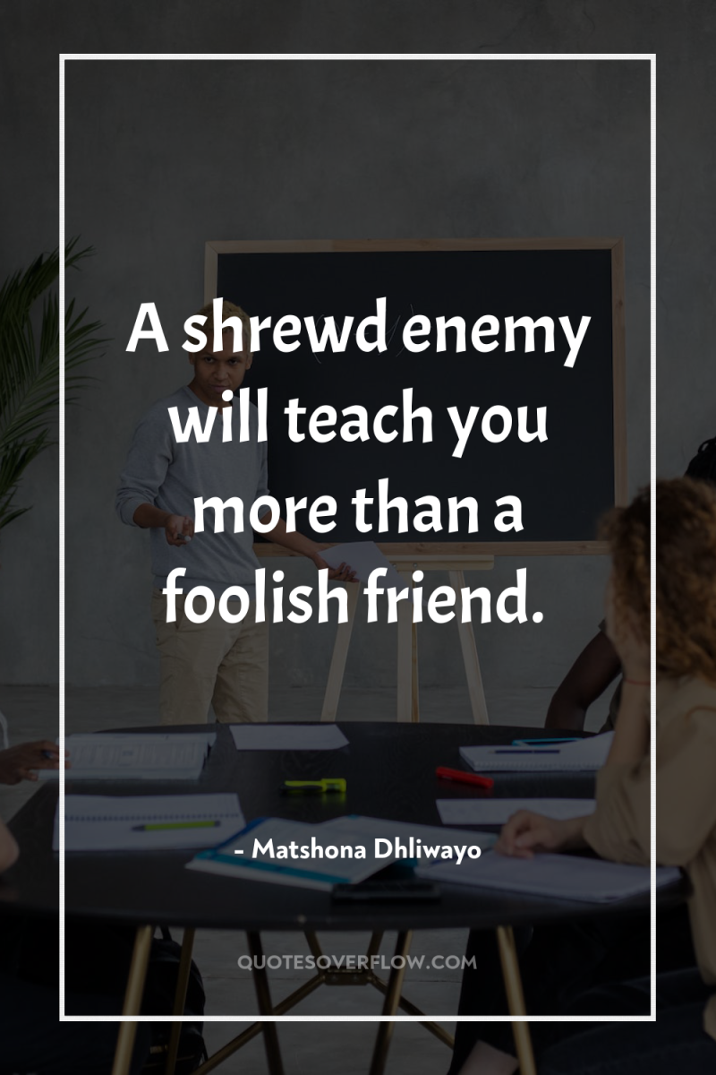 A shrewd enemy will teach you more than a foolish...