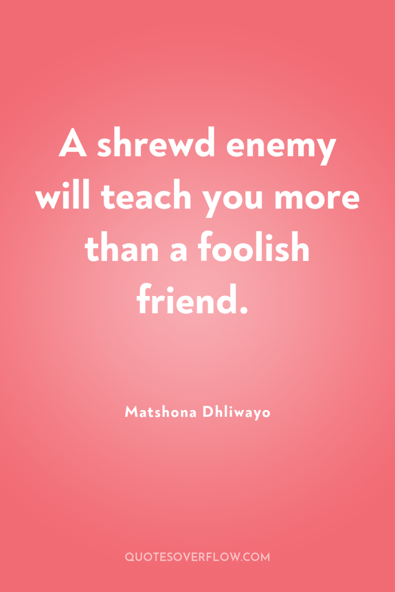 A shrewd enemy will teach you more than a foolish...
