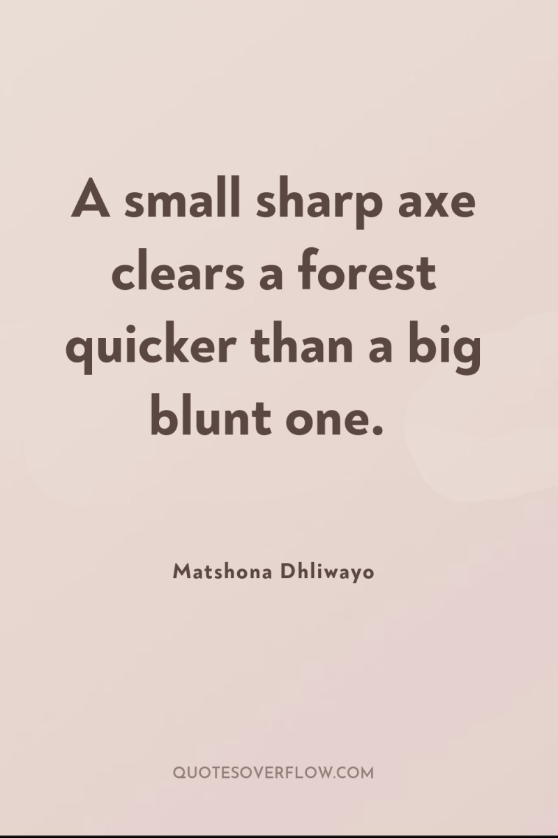 A small sharp axe clears a forest quicker than a...