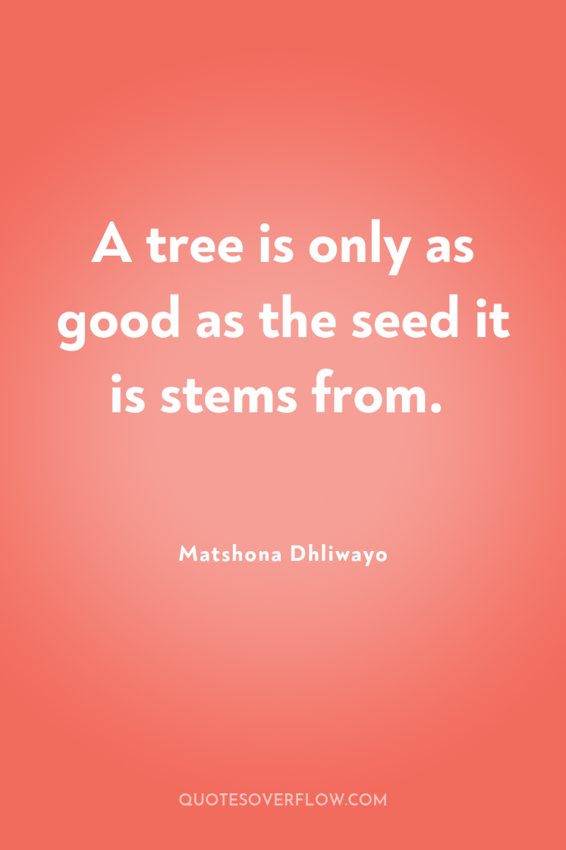 A tree is only as good as the seed it...