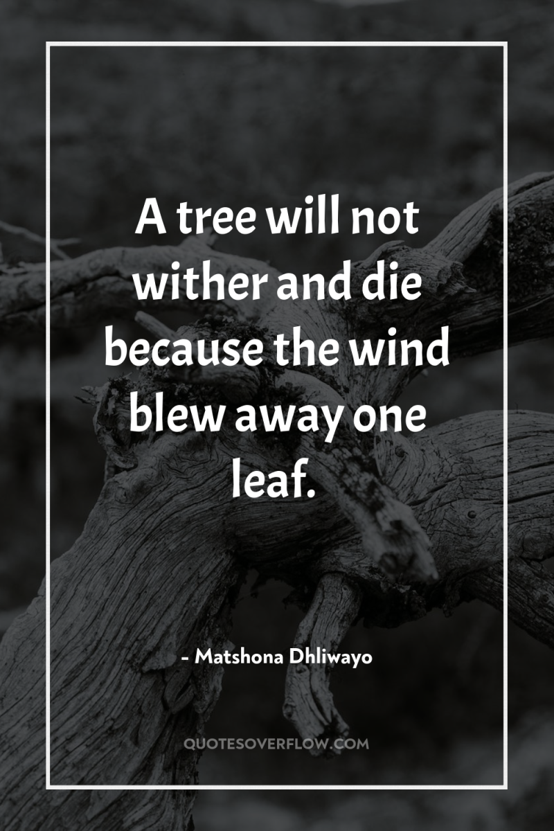 A tree will not wither and die because the wind...