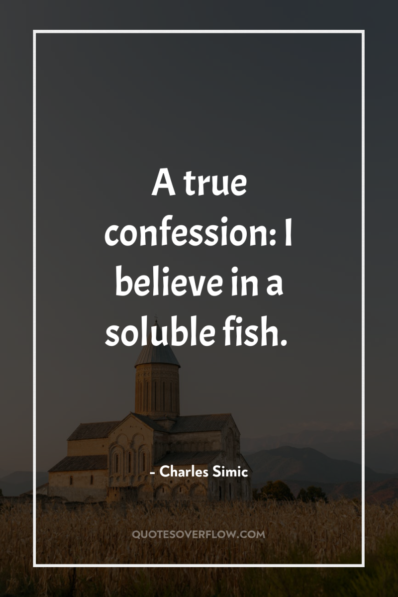 A true confession: I believe in a soluble fish. 