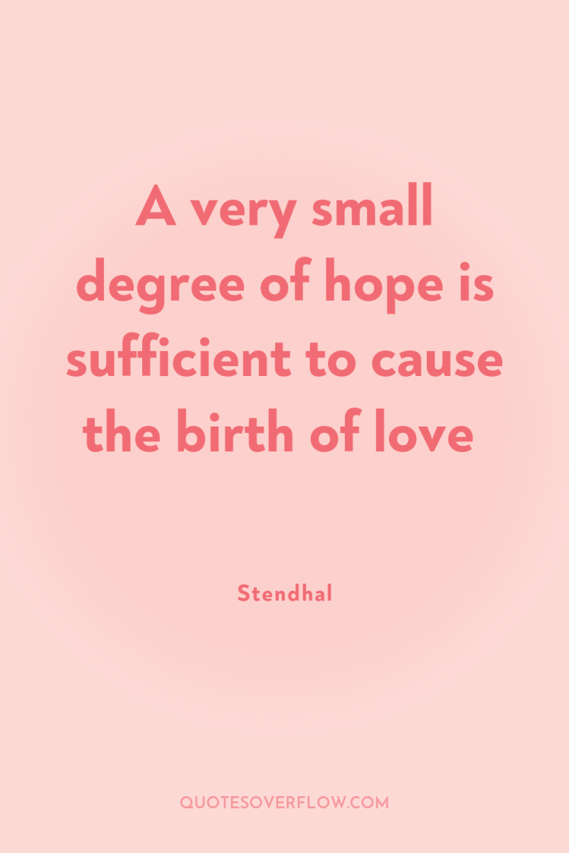 A very small degree of hope is sufficient to cause...