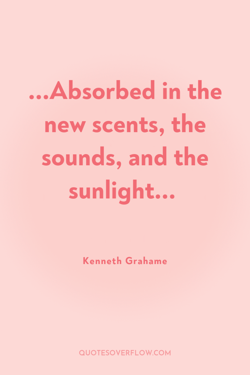 ...Absorbed in the new scents, the sounds, and the sunlight... 