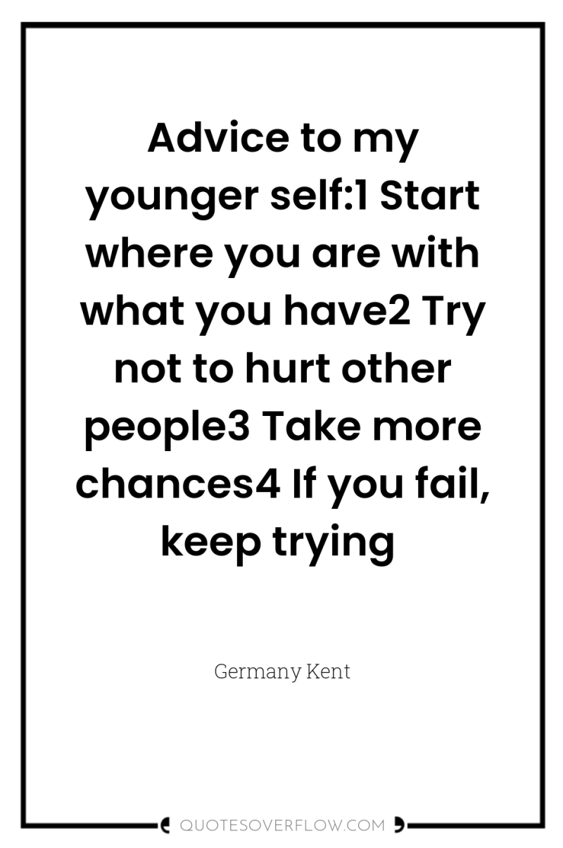Advice to my younger self:1 Start where you are with...