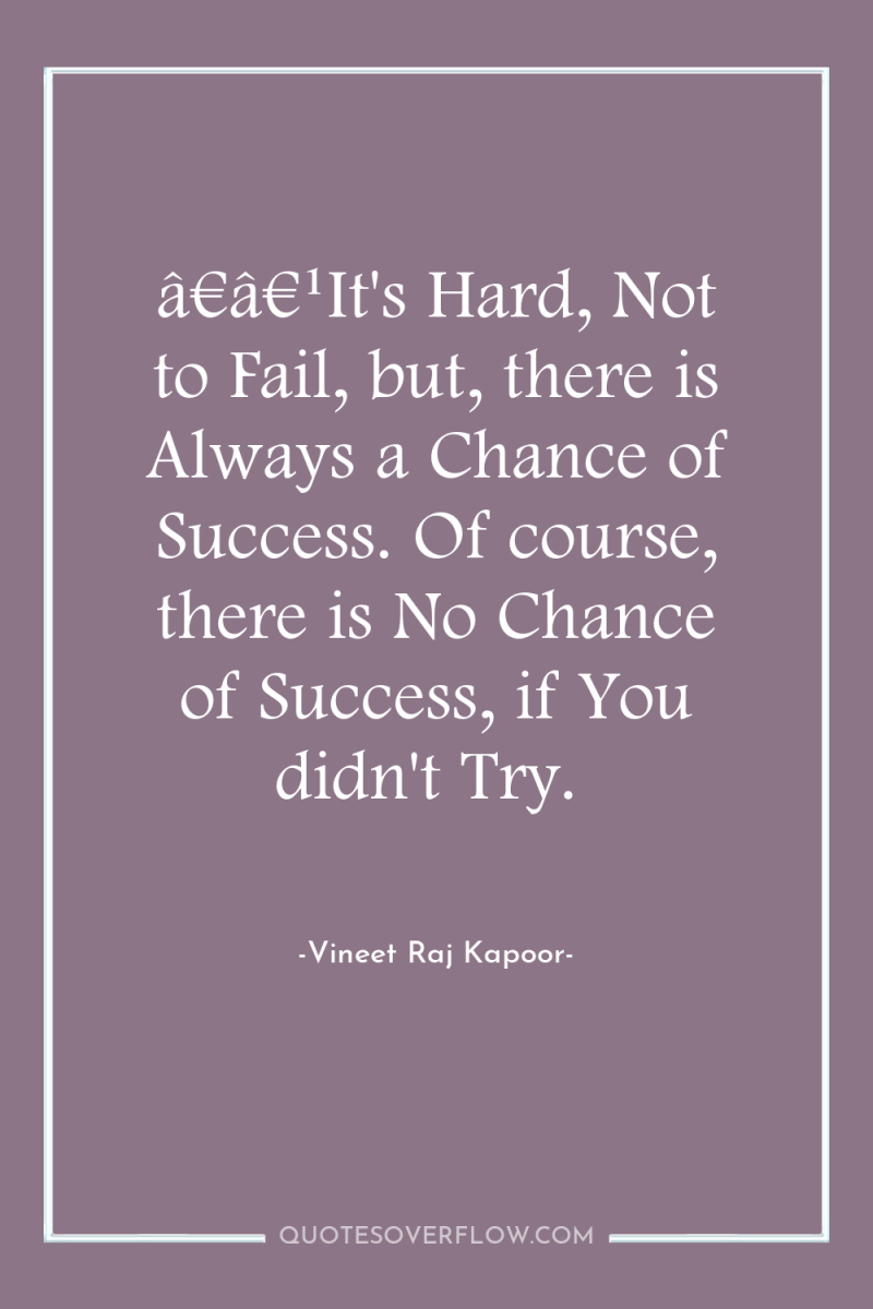â€â€¹It's Hard, Not to Fail, but, there is Always a...