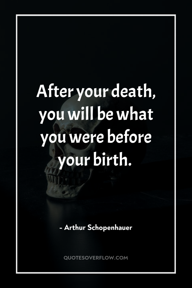 After your death, you will be what you were before...