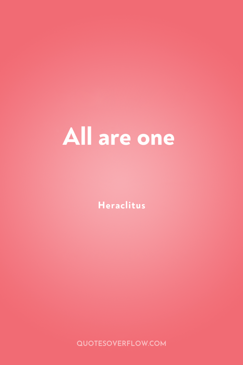 All are one 