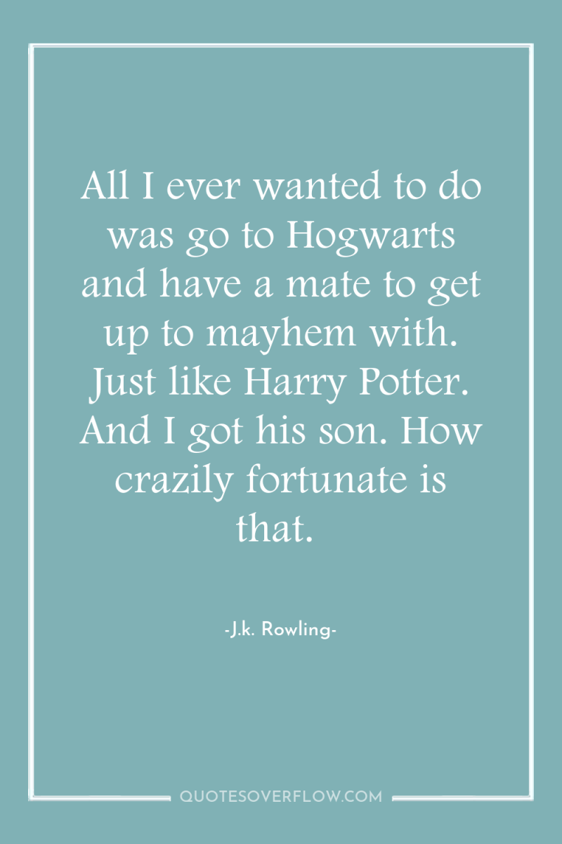 All I ever wanted to do was go to Hogwarts...