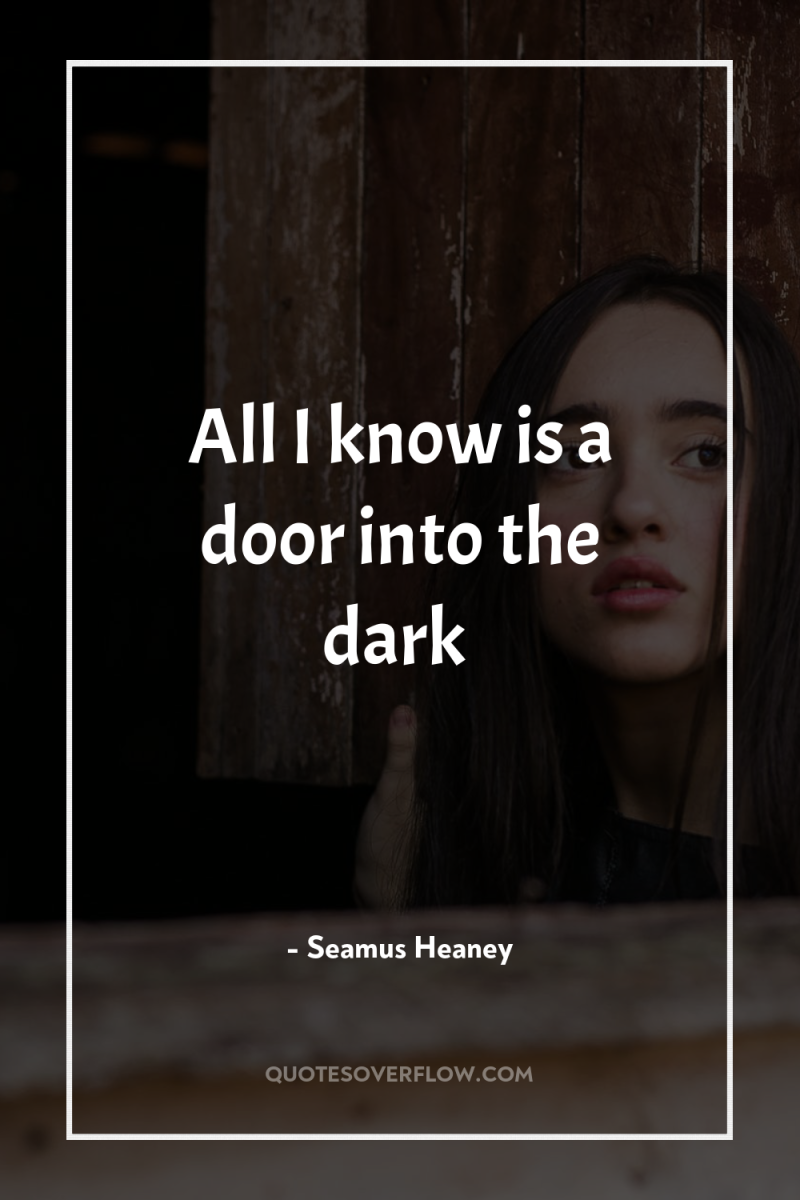 All I know is a door into the dark 