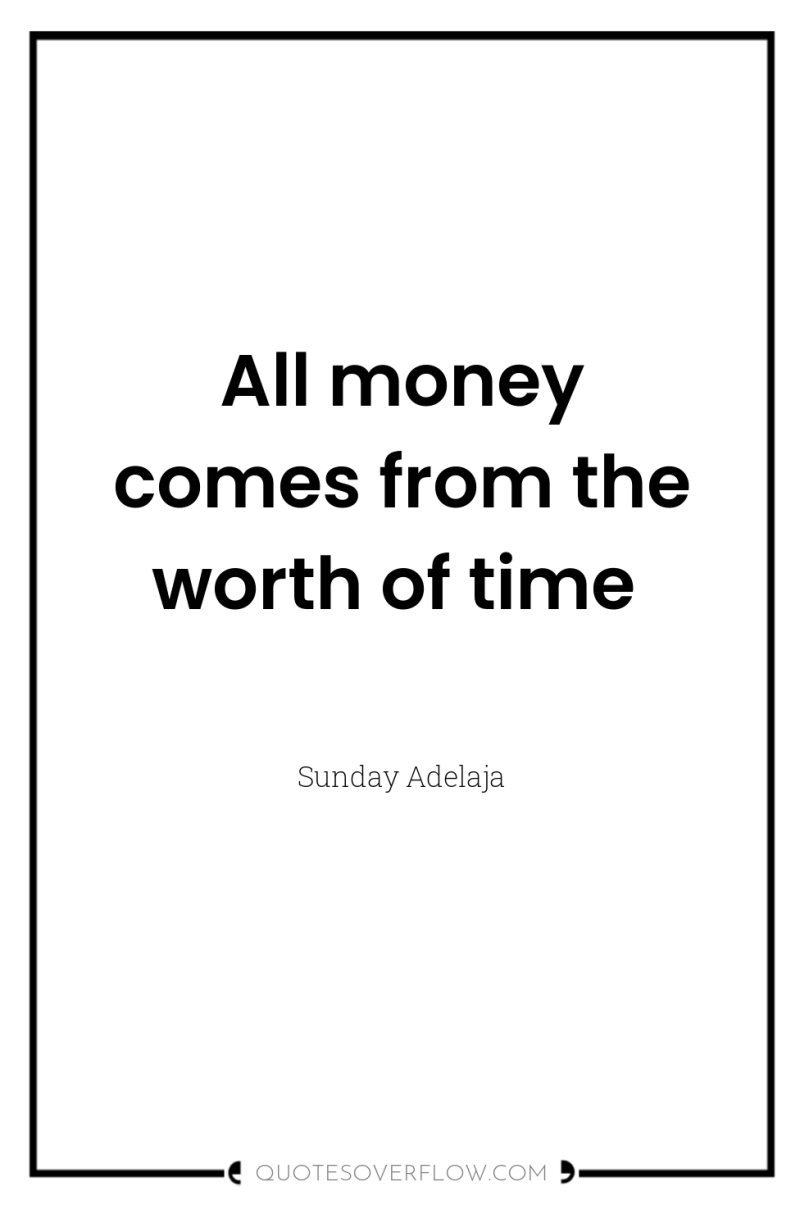 All money comes from the worth of time 