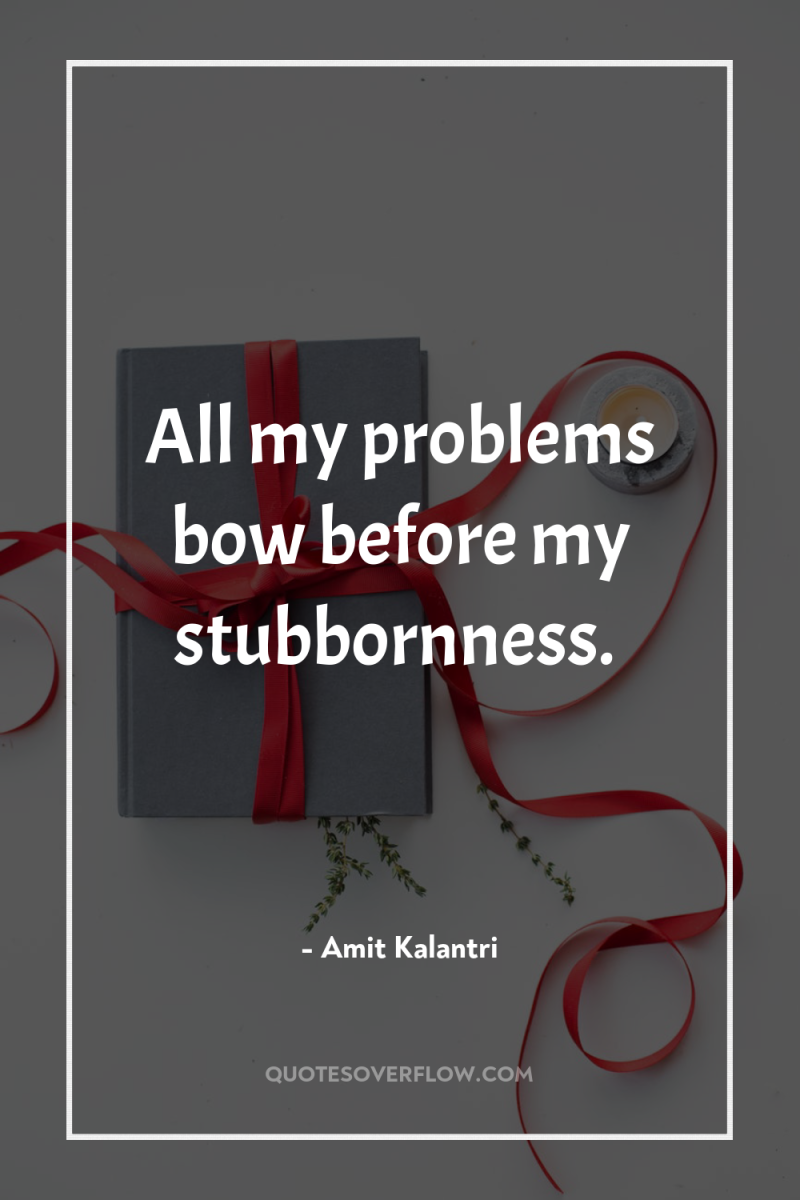 All my problems bow before my stubbornness. 