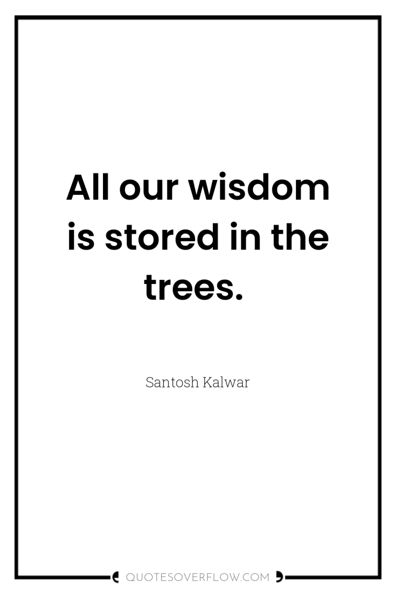All our wisdom is stored in the trees. 
