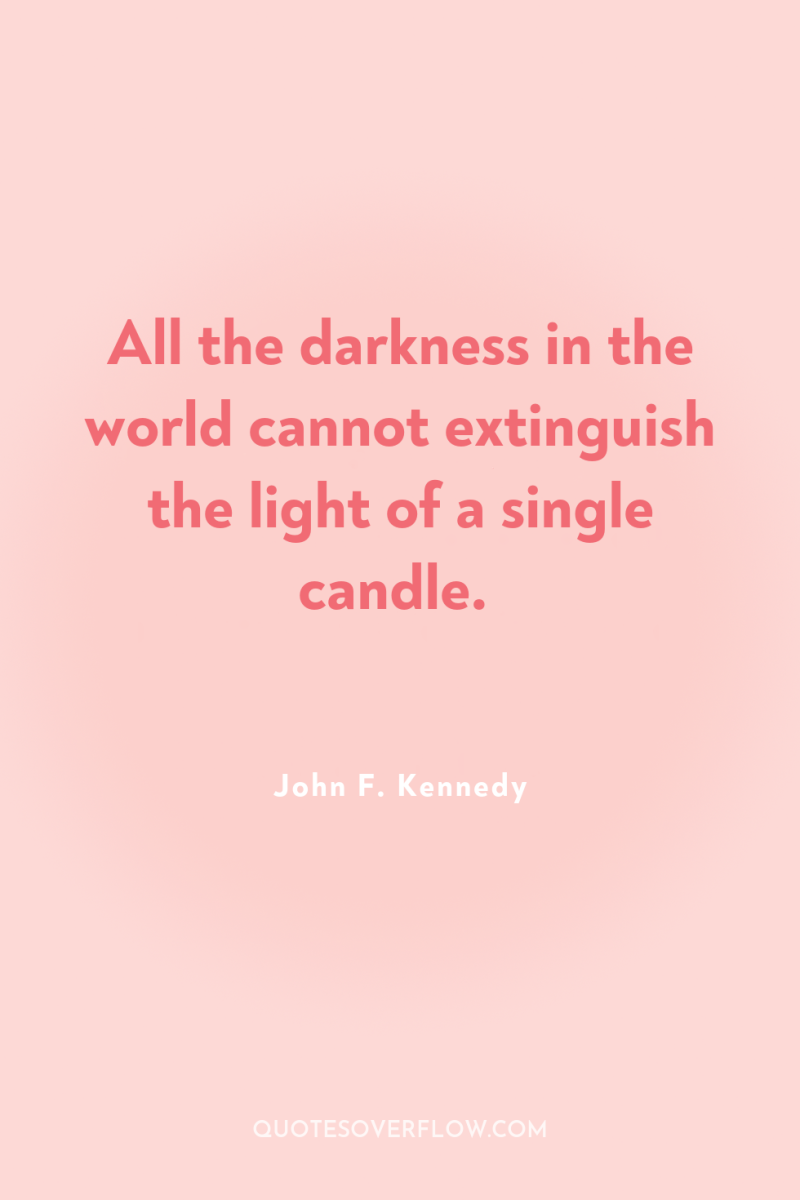 All the darkness in the world cannot extinguish the light...