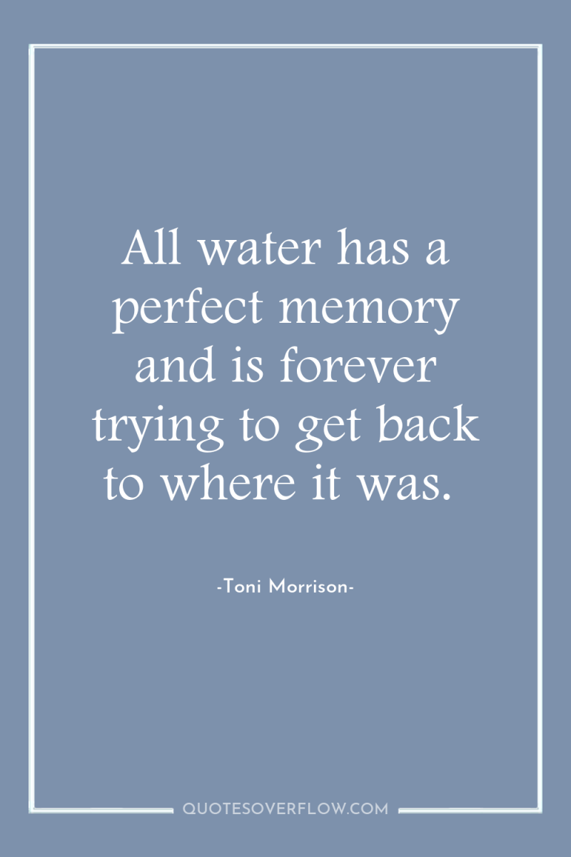 All water has a perfect memory and is forever trying...