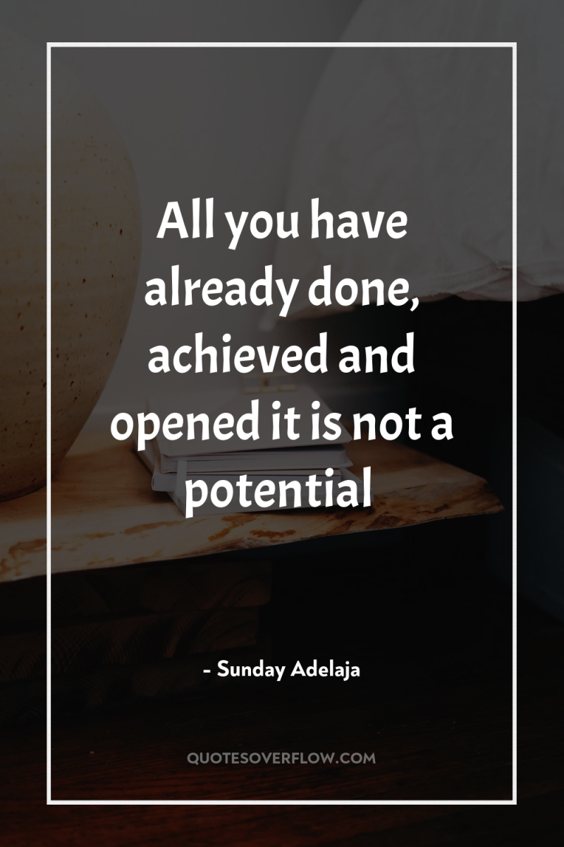 All you have already done, achieved and opened it is...