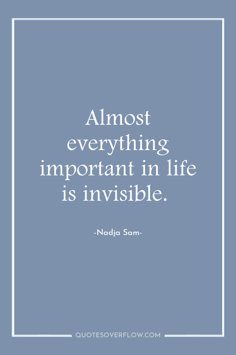 Almost everything important in life is invisible. 
