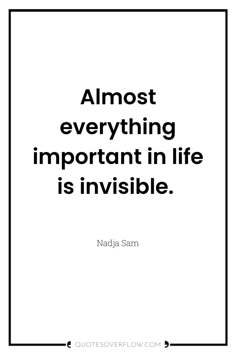Almost everything important in life is invisible. 