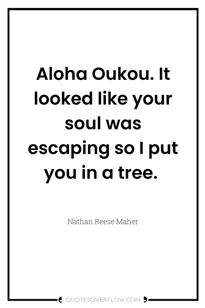 Aloha Oukou. It looked like your soul was escaping so...