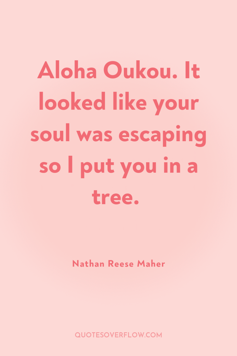 Aloha Oukou. It looked like your soul was escaping so...