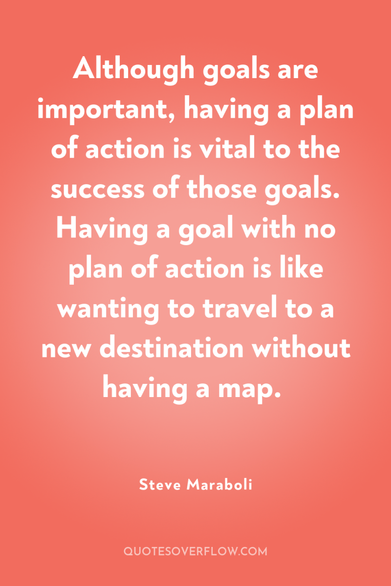 Although goals are important, having a plan of action is...