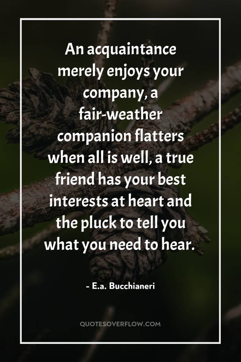 An acquaintance merely enjoys your company, a fair-weather companion flatters...