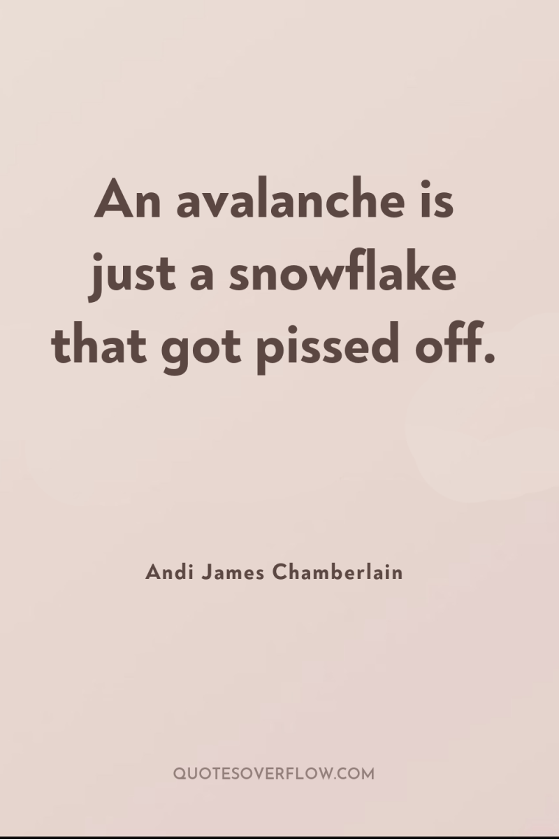 An avalanche is just a snowflake that got pissed off. 