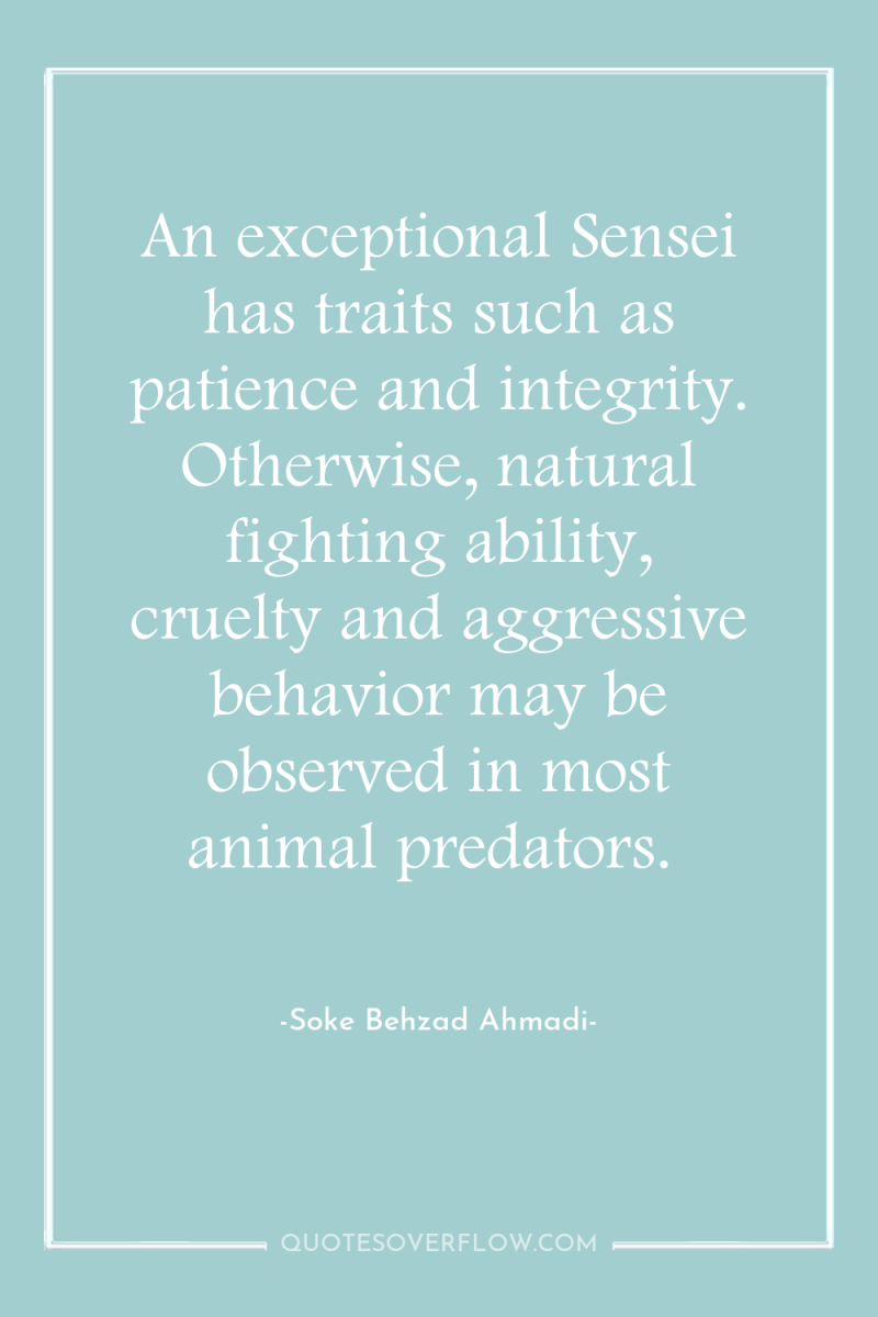 An exceptional Sensei has traits such as patience and integrity....