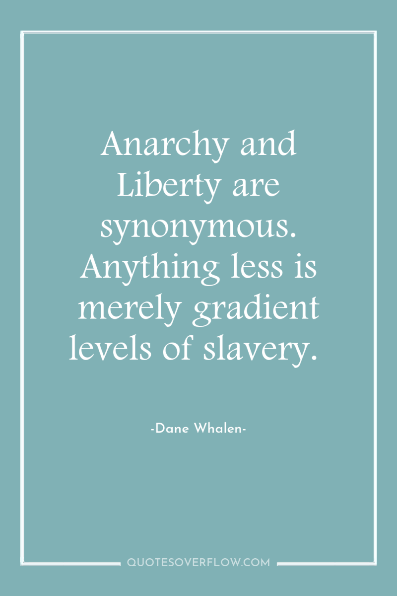 Anarchy and Liberty are synonymous. Anything less is merely gradient...
