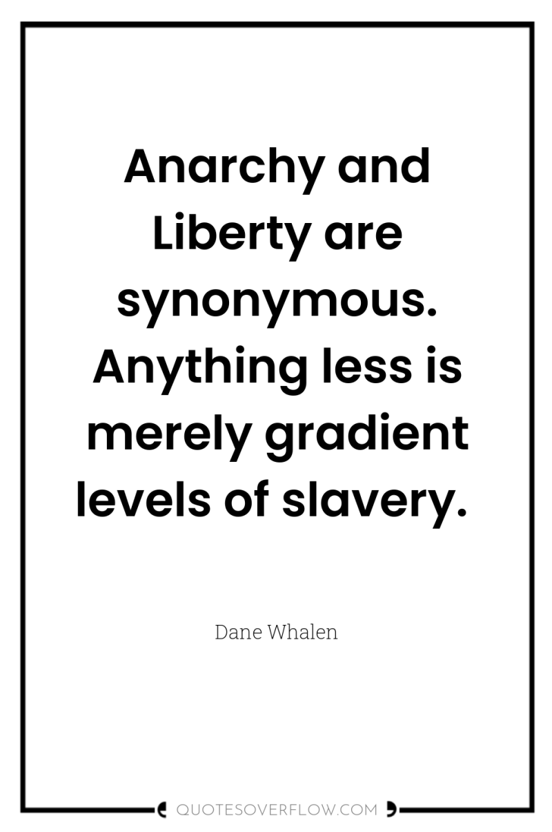 Anarchy and Liberty are synonymous. Anything less is merely gradient...