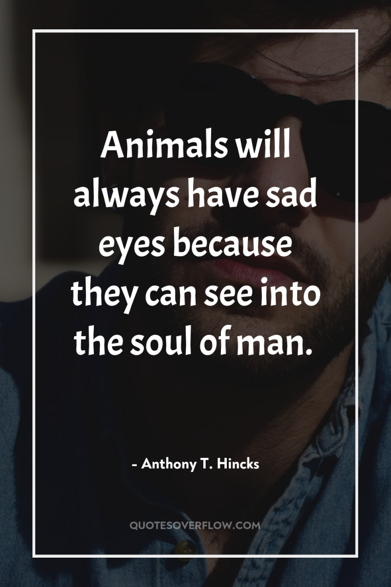 Animals will always have sad eyes because they can see...
