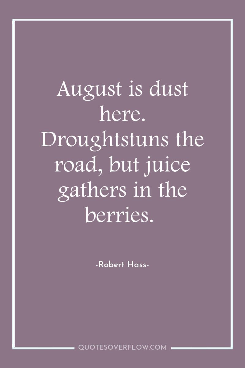 August is dust here. Droughtstuns the road, but juice gathers...