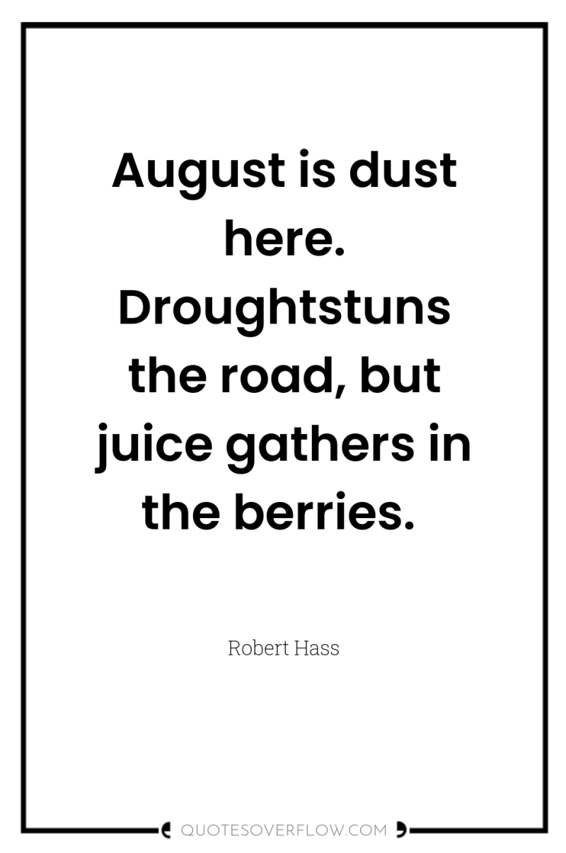 August is dust here. Droughtstuns the road, but juice gathers...