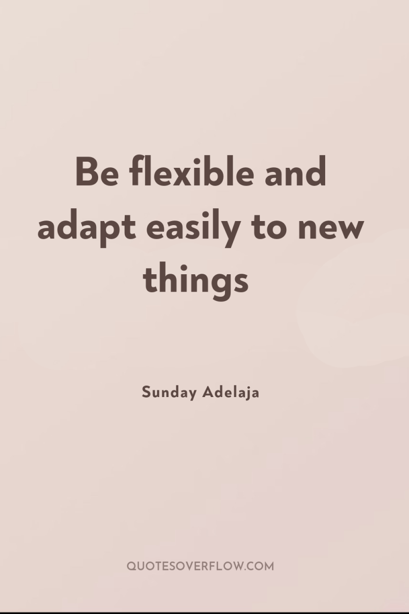 Be flexible and adapt easily to new things 